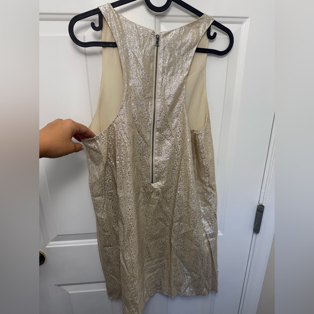 Women’s Alice + Olivia Gold Silk Blend Sleeveless Mini Dress S Party Holiday - Picture 7 of 9